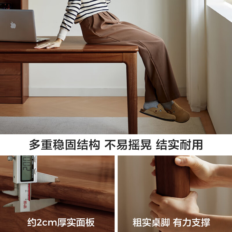 Lin's home all solid wood desk walnut color living room large long desk student study table computer table AS2V