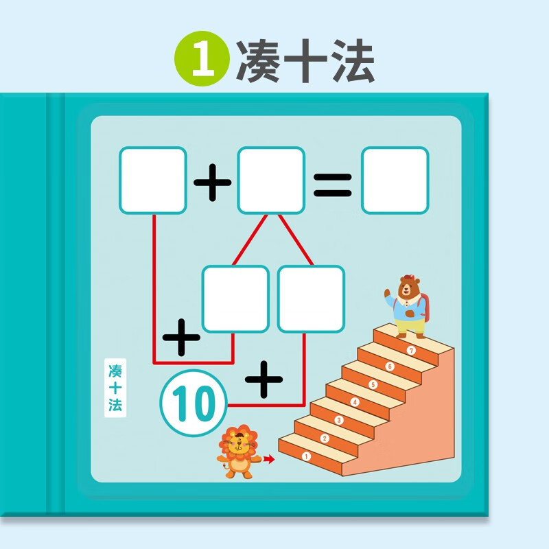 Magnetic teaching aids for addition and subtraction within 20, ten-grid array + make-up-ten method, borrow-ten method (2 boxes in total) for young children to connect mathematical decomposition and composition of the ten-grid array, look at the diagrams and formulas, math enlightenment concentration training, add-ten methods, borrow ten-methods, and break the ten-methods, math enlightenment addition and subtraction exercise book for first grade, look at the diagrams and formulas
