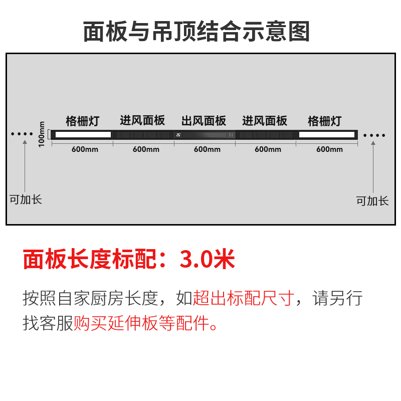 Booshen COOL home kitchen air conditioner refrigeration machine Liangba home embedded ceiling embedded all-in-one kitchen air conditioner without external unit needs to drill 2 holes 2100W cooling capacity + light suitable for 5 double outlets