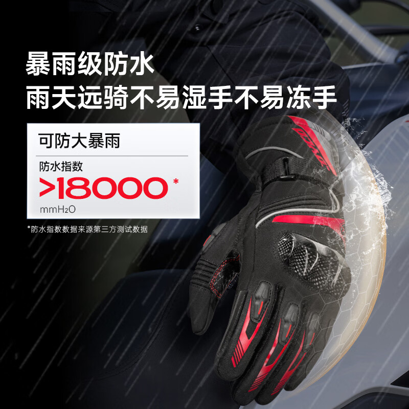 SCOYCO carbon fiber riding gloves motorcycle winter waterproof and windproof men's and women's racing motorcycle anti-fall gloves touch screen anti-slip MC164-2 black (warmth in winter) XL
