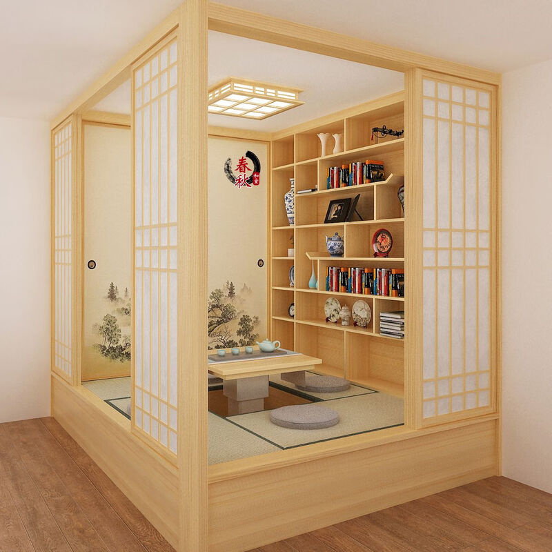 Taobao Spring and Autumn Solid Wood Japanese-style Japanese Room Chinese-style Study Room Balcony Living Room Room Bedside Table Integrated Overall Customized Tatami Measurement Deposit