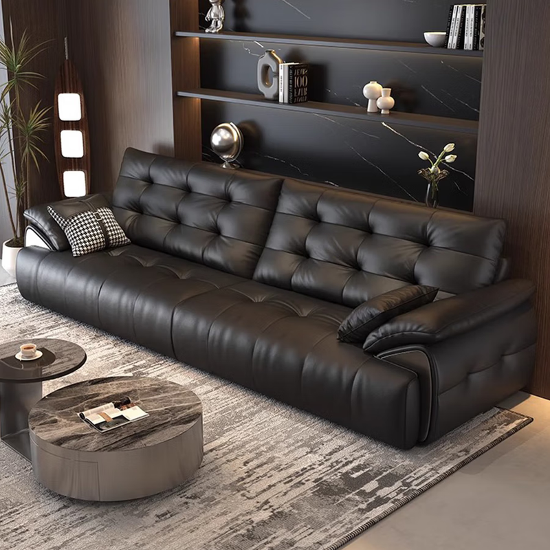 Fanzu 2025 new Lawrence Yunduo leather sofa, large and small, straight-row first-layer cowhide light luxury living room sofa