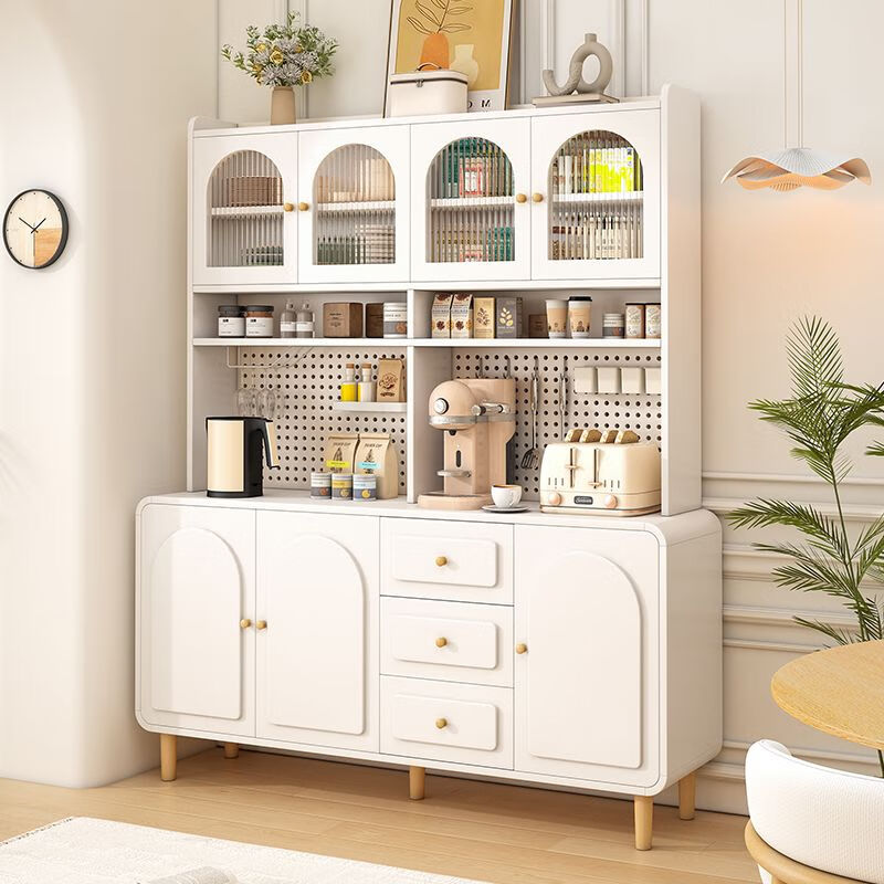 Log cream style sideboard against the wall integrated storage cabinet kitchen guest dining room multi-functional storage storage cabinet wine cabinet 60*40*190 milk white/embossed door delivered to the home
