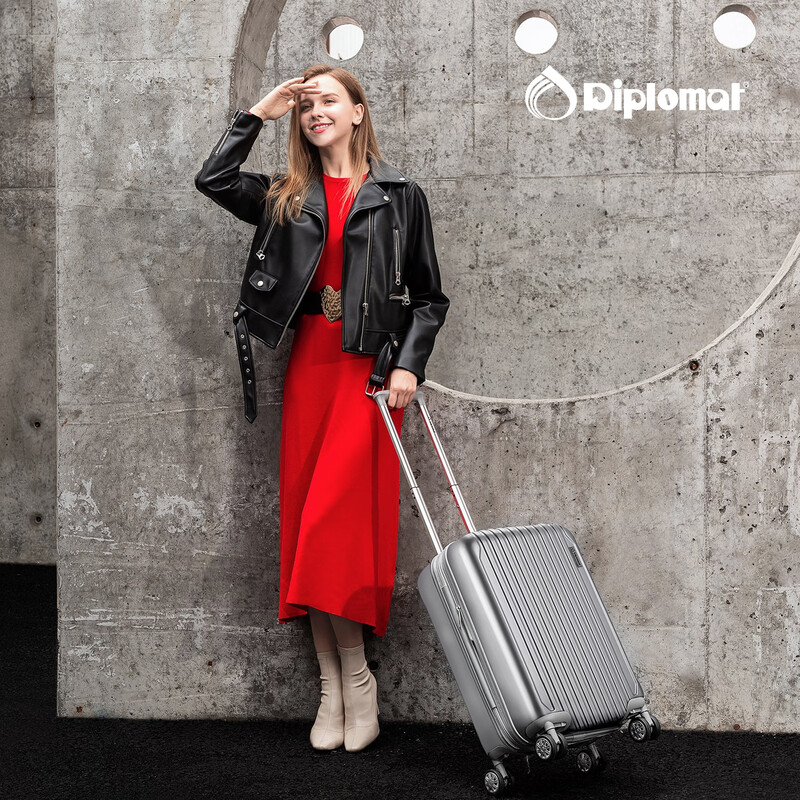 Diplomat diplomat suitcase 20-inch expansion layer trolley case boarding case men's and women's suitcase password box 667