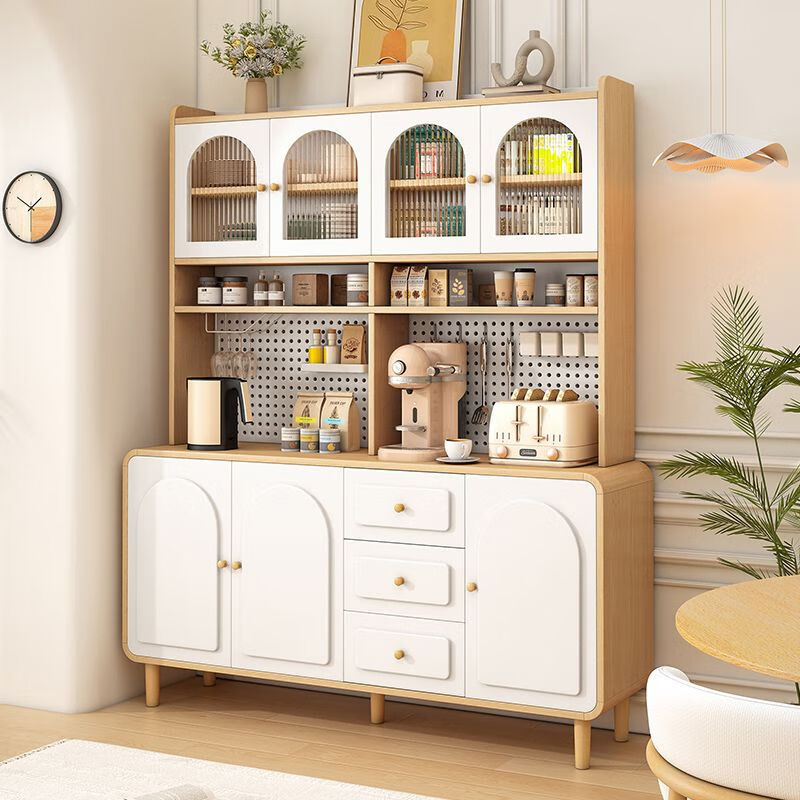 Log cream style sideboard against the wall integrated storage cabinet kitchen guest dining room multi-functional storage storage cabinet wine cabinet 60*40*190 milk white/embossed door delivered to the home