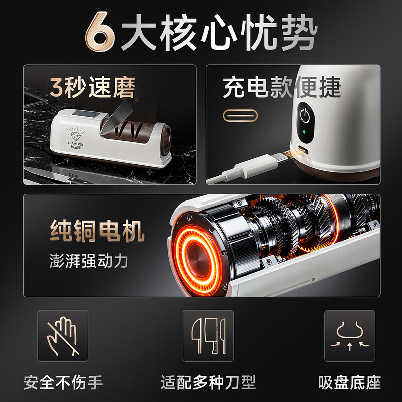 Tuojin imported quality electric knife sharpener from Germany, multi-functional small knife sharpener tool, household kitchen knife, fully automatic, new model on the market, limited time offer, newly upgraded diamond brand knife sharpener