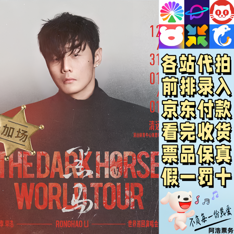 Li Ronghao Concert Tickets Li Ronghao Dark Horse World Tour Concert Tickets Qingyuan Proxy Agent to Record Information Contact Customer Service to Determine the City Ticket Price 480 Consult before the auction Private auction is invalid Non-original price