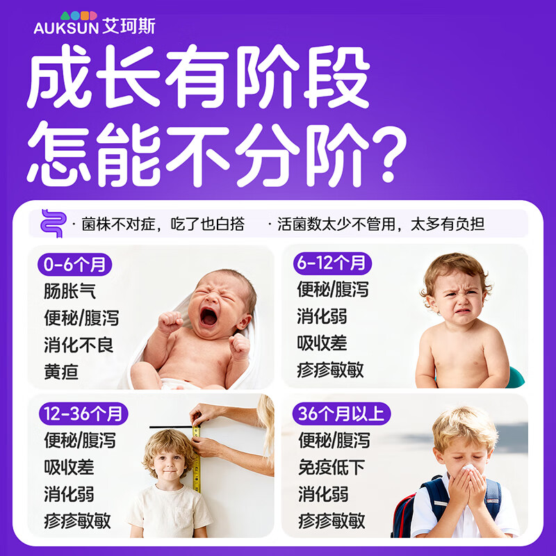 AUKSUN Staged Probiotic Powder 0-6 Months Newborn Infant Baby Care Gastrointestinal Bifidobacterium 30 Bags