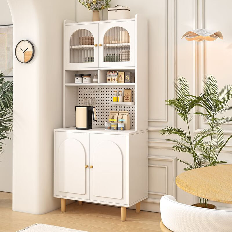 Log cream style sideboard against the wall integrated storage cabinet kitchen guest dining room multi-functional storage storage cabinet wine cabinet 60*40*190 milk white/embossed door delivered to the home