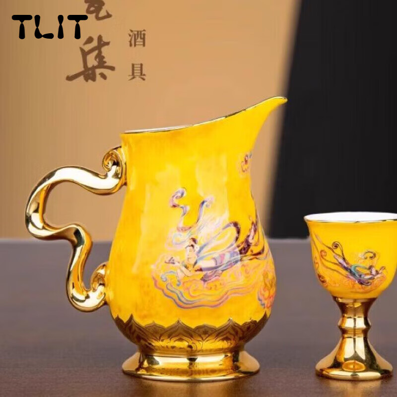 TLIT Jingdezhen scattered flower flying wine gift box set high-end wine divider white wine cup