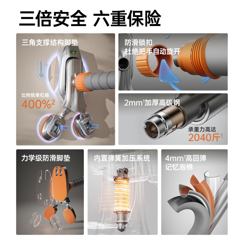 GERTHRON German horizontal bar pull-up device indoor home punch-free adjustable multi-functional ring fitness equipment three-legged support upgrade 70-95cm