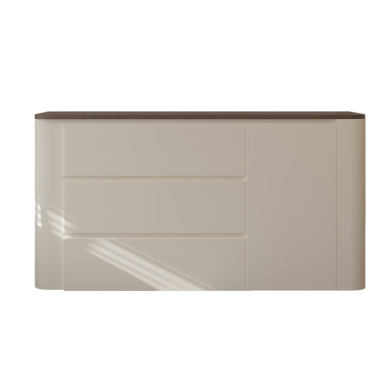 He Jiagong's new arc sideboard low cabinet wall-mounted all-in-one multifunctional storage cabinet wine cabinet ENF grade cabinet (4) ENF grade right-angle style 160cm long milk white + Snow