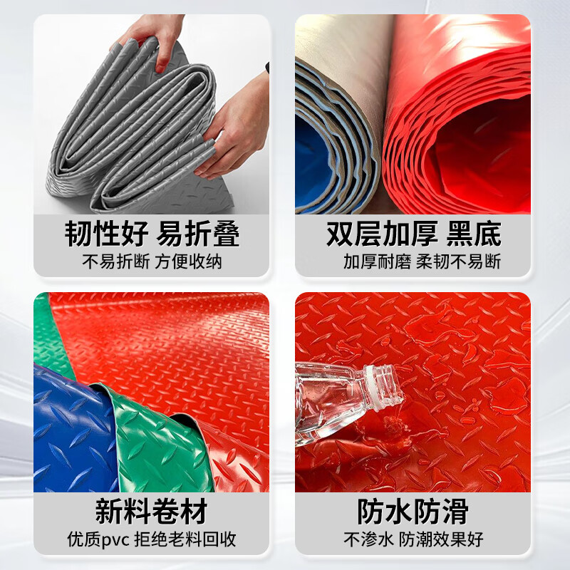 Cast solid anti-slip mat pvc beef tendon floor mat thickened herringbone floor mat kitchen workshop waterproof plastic floor gray 1.2m*1m*1.5mm