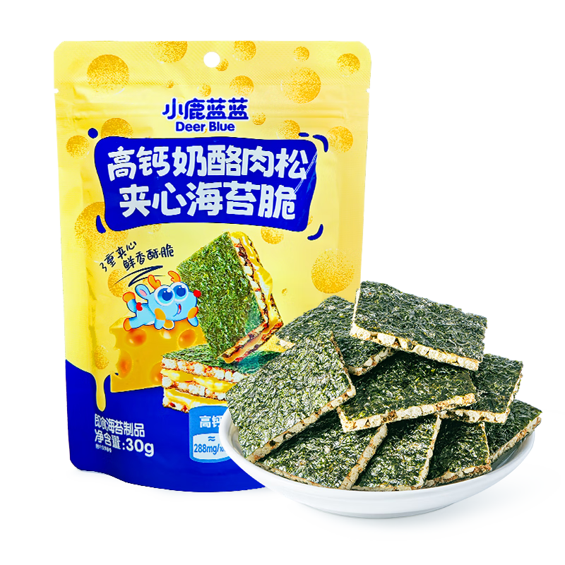 Fawn Lanlan High Calcium Cheese Meat Floss Sandwich Seaweed Crispy Baby and Children's Snack Meat Floss Crispy Taste Ready-to-Eat Seaweed 30g