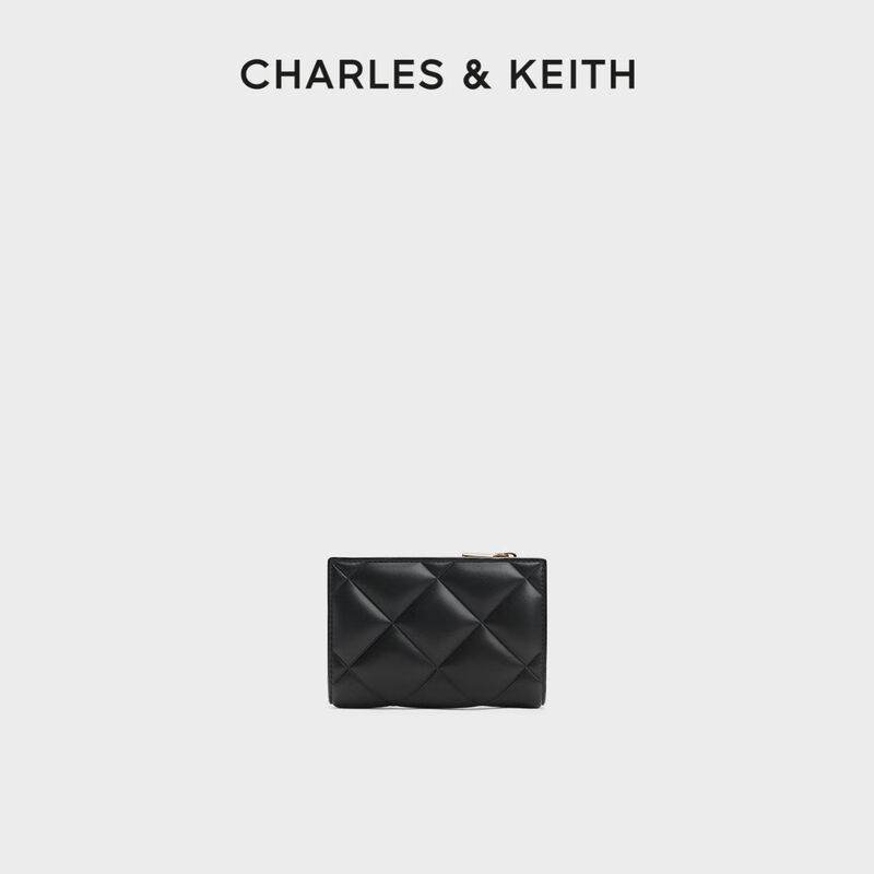 CHARLESKEITH card bag CK6507705242 autumn and winter classic rhombus multi-card slot short coin purse Black black