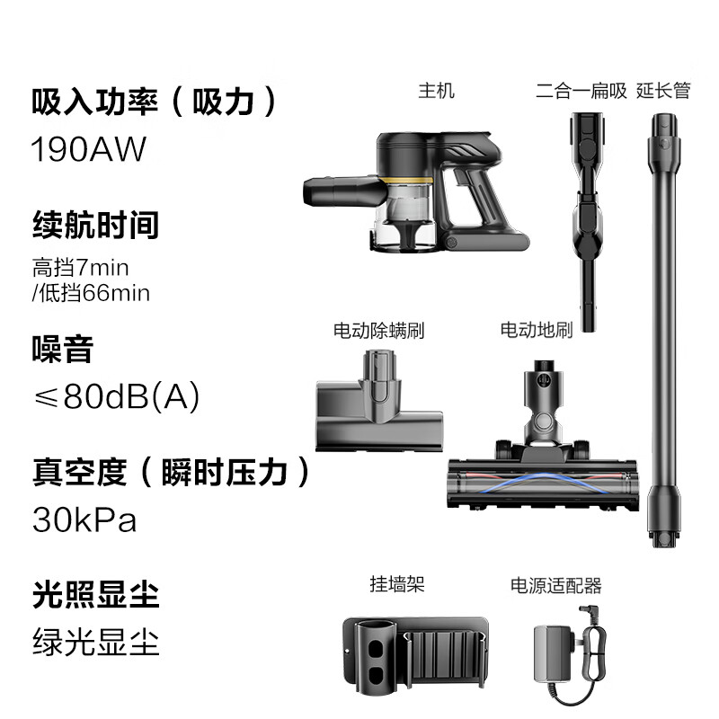 Haier Mailang Wireless Vacuum Cleaner Green Light Display Dust Vacuuming and Mite Removal Home Handheld Large Suction Can Be Wall-mounted to Suction Pet Hair HZ-G16S MAX