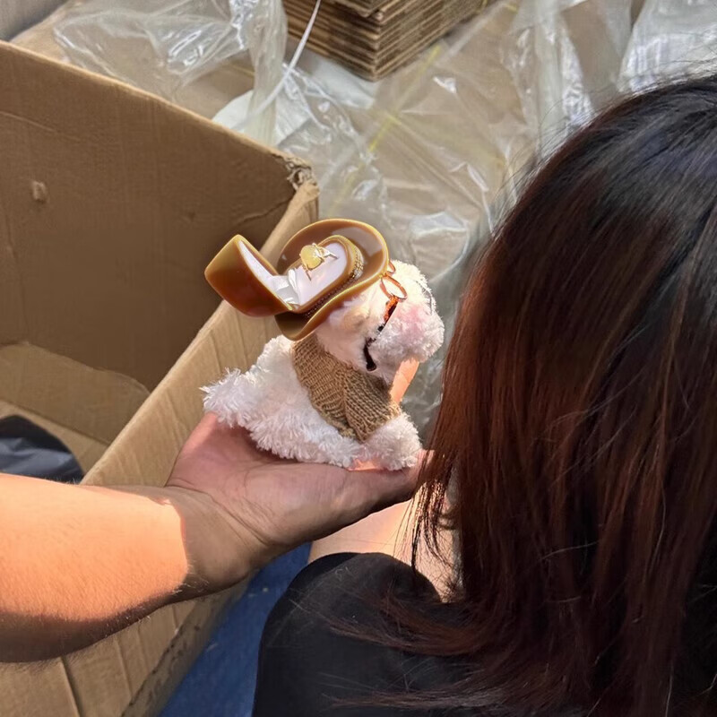 Tingzhi Hat West Highland Doll Ring Box Chinese Valentine's Day Confession Proposal Jewelry Box Surprise Gift Idea for Boyfriend and Girlfriend Puppy Ring Box Coffee Color