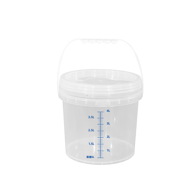 Metasequoia 5L transparent thickened plastic barrel with scale trapped water enzyme food grade dough barrel sealed transparent sea tank salt barrel quantitative barrel proportioning metering barrel