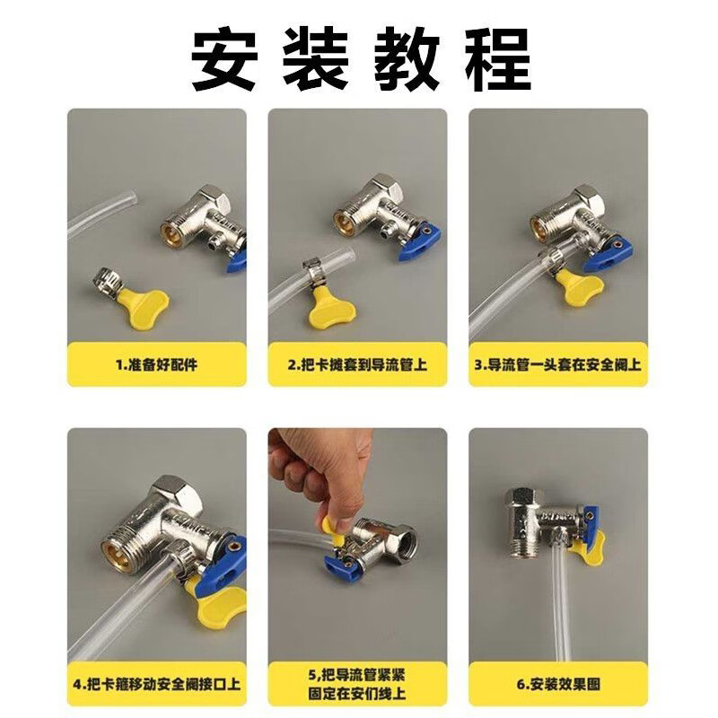 Gusenzhe Electric Water Heater Safety Valve Diversion Hose with Midea Smith Pressure Reducing and Relief Valve Drainage Pipe Drainage Pipe Drip Pipe Floor Heating Drainage Pipe 3 Meters Free Clamp Fixing Sticker