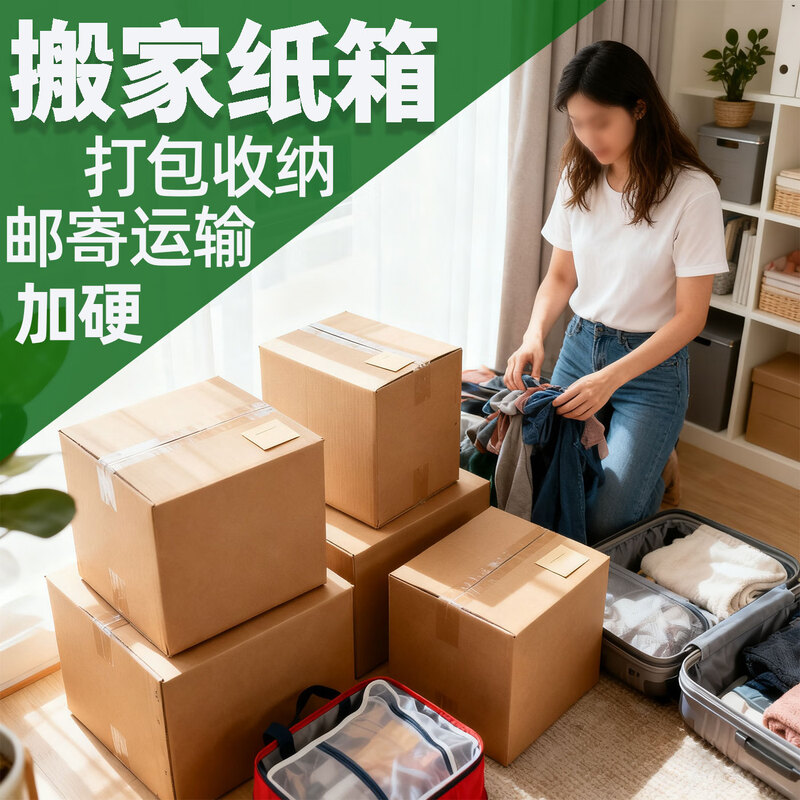 Qianheng 43*37*32cm moving paper box extra hard and extra large for tea storage moisture-proof rectangular express storage packaging carton foreign trade international aviation aircraft consignment