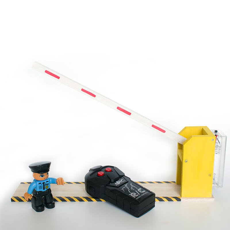 Children's remote-controlled blocking pole toy parking lot community garage toll station lifting pole railing driveway gate painted painted remote-controlled wooden gate without battery