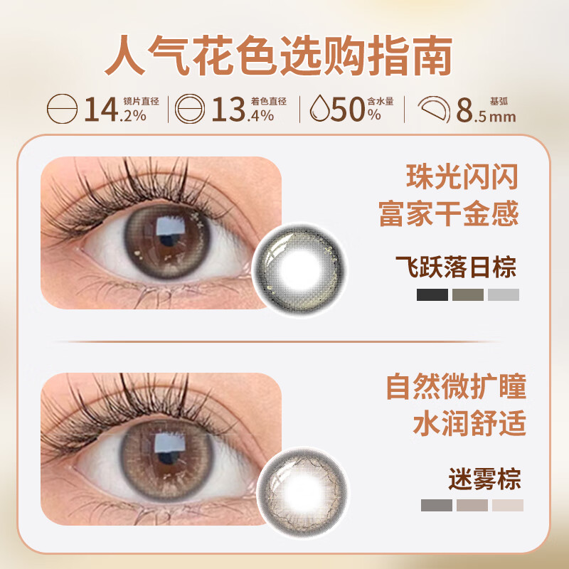 Bausch & Lomb Daily Disposable Color Contact Lenses Lace Dazzling Roaming 2P Contact Lenses Trial Lenses Misty Brown 475 Degrees