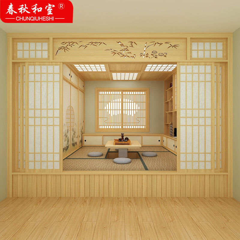 Taobao Spring and Autumn Solid Wood Japanese-style Japanese Room Chinese-style Study Room Balcony Living Room Room Bedside Table Integrated Overall Customized Tatami Measurement Deposit