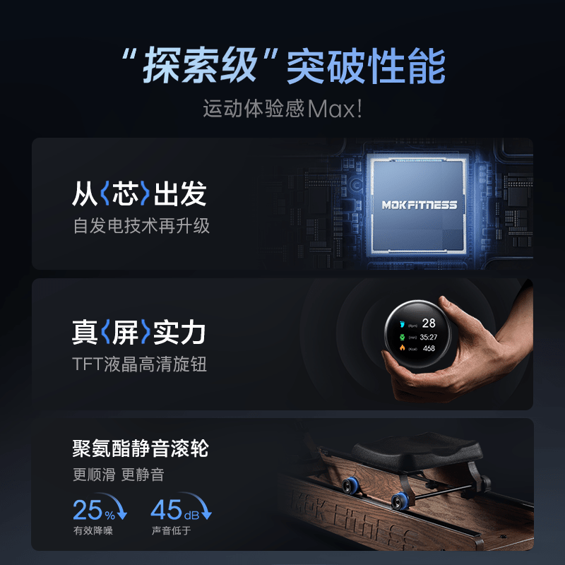 MOKFITNESS official direct sales MOK hydromagnetic double resistance rowing machine M30 home smart fitness equipment red oak M30