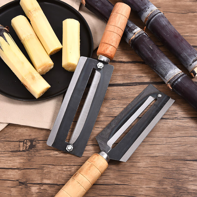 Zhang Xiaoquan old-fashioned sugar cane peeling knife thickened commercial sugar cane peeling knife stainless steel right left hand peeling knife pineapple knife carbon steel_right hand extra large sugar cane knife