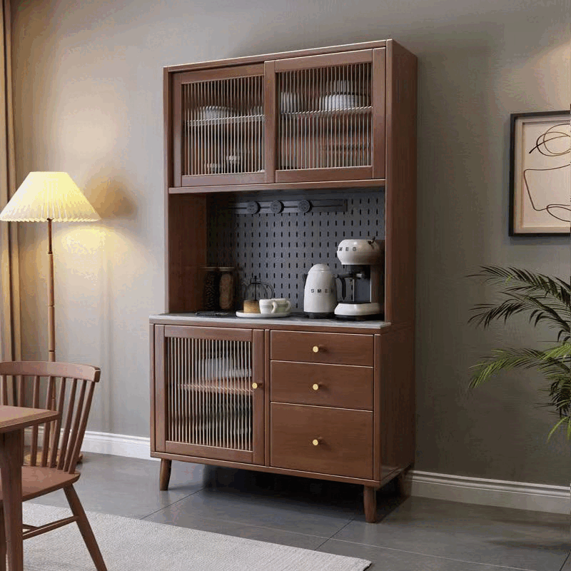Jingrida solid wood sideboard slate table top wine cabinet tea cabinet home storage wall storage entrance cabinet can be customized dark oak color (solid wood surface) 1.2 meters cabinet - unstable guarantee guarantee*