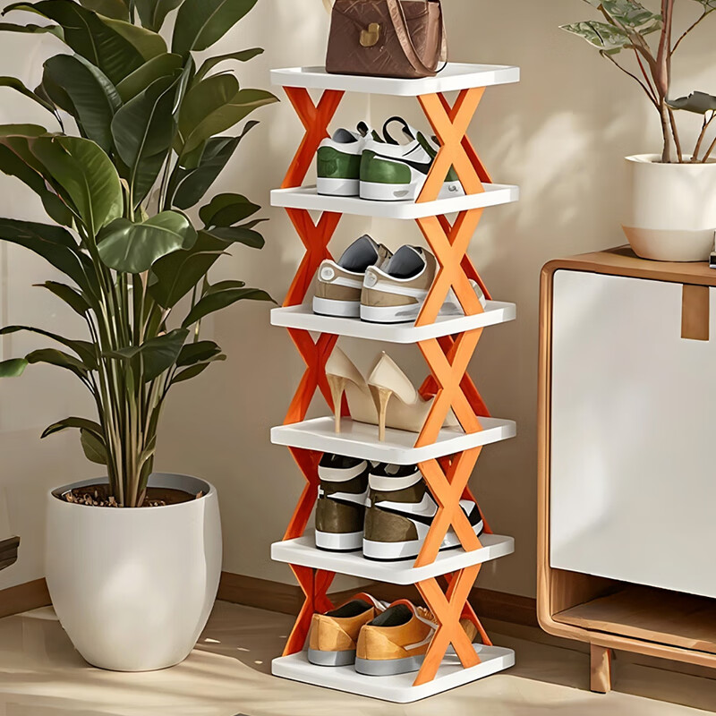 Xingfang shoe rack door shoe storage artifact slipper rack sandwich corner bathroom layered rack 7 layers orange