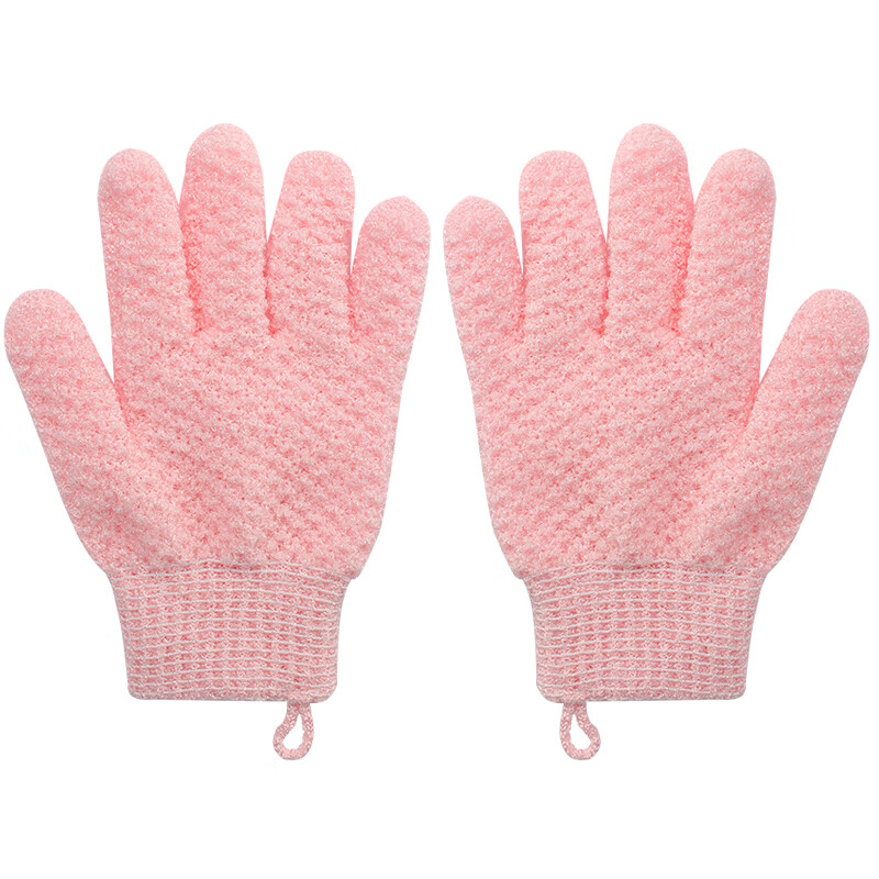 Bath gloves, five-finger creative household bath towel, universal for all seasons, student accommodation bath cleaning artifact, five-finger bath gloves 2 pieces - pink + blue