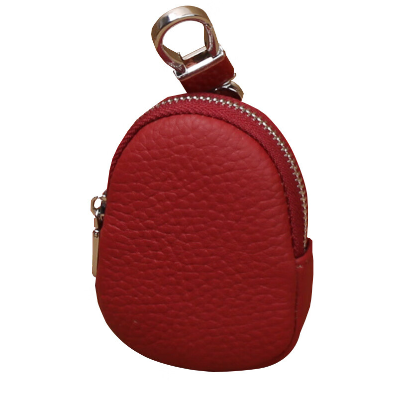 Shijanu genuine leather car key bag 2025 new women's mini compact portable storage bag car home key bag hanging bag burgundy