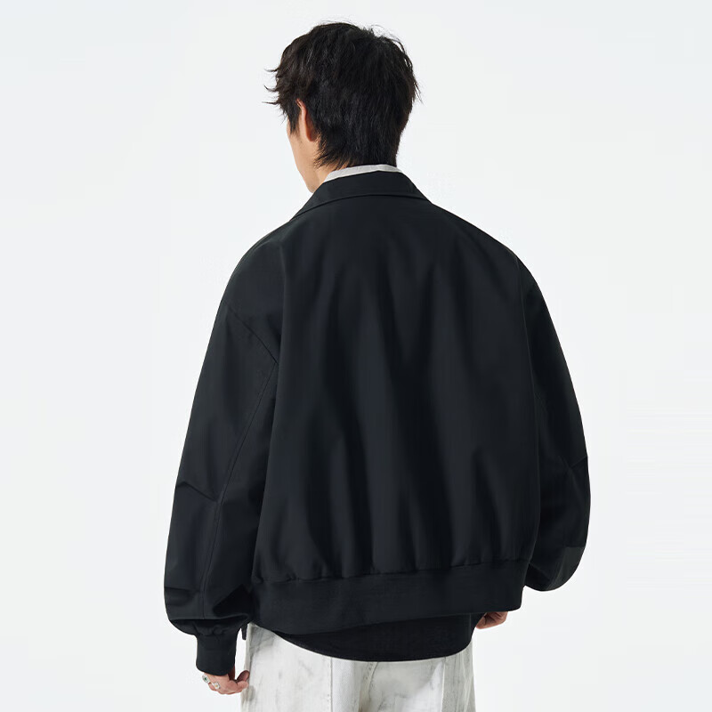 VUUG American short flight jacket men's new casual retro workwear design fashion jacket black S