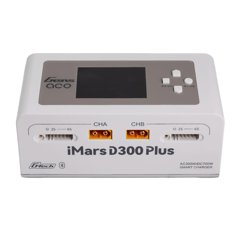 Grignard (ACE) White D300Plus 1-6S Lithium Battery Intelligent Dual Channel Balanced Charger 300W 15A Bluetooth APP Connectable
