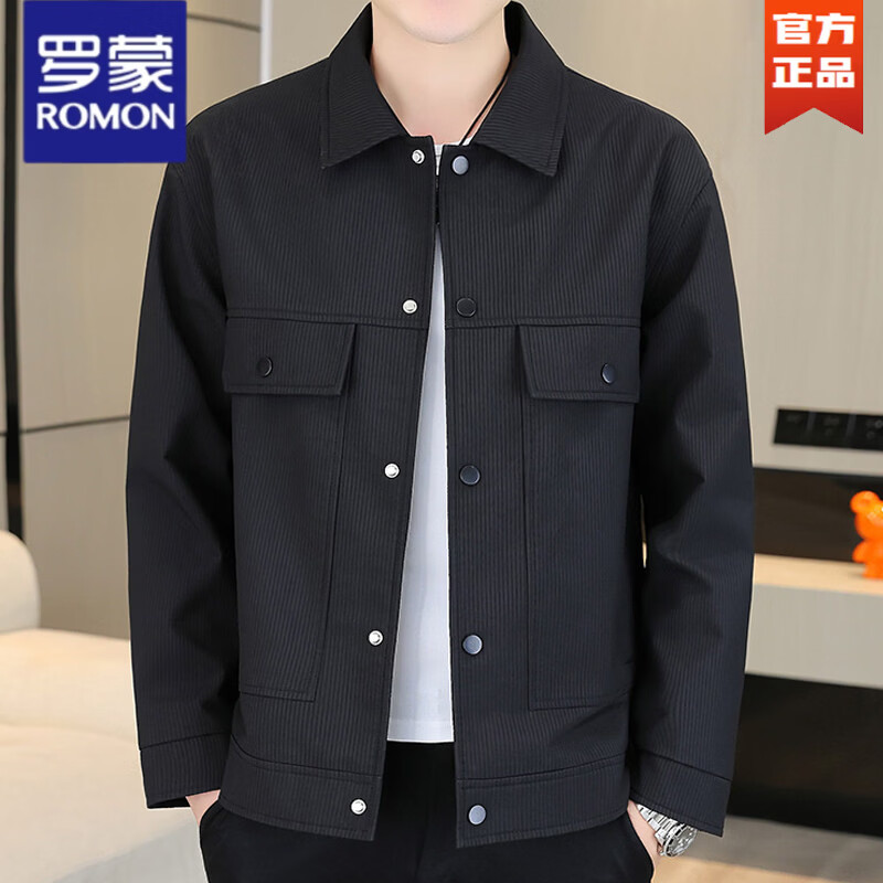 ROMON jacket men's work jacket men's spring 2025 new spring and autumn men's casual lapel top khaki 2301R cotton style XL