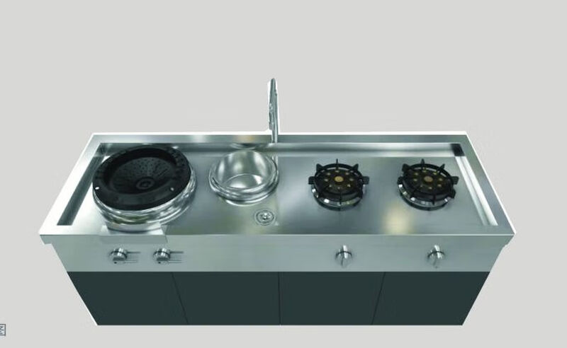 Ranhuai family banquet fierce fire gas stove stainless steel integrated cabinet customization with cabinet 1800650800 one large and two small with basin