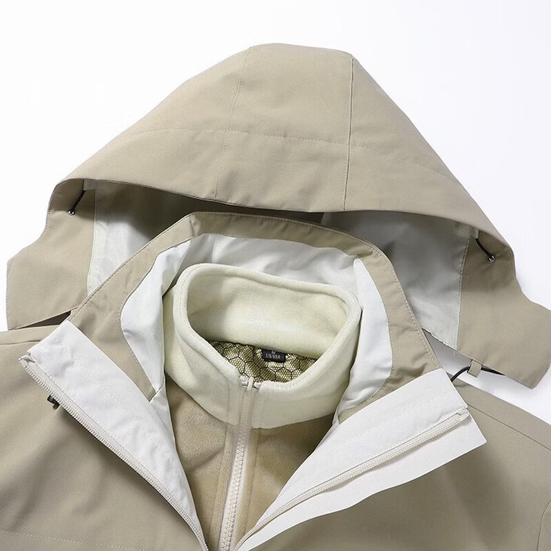 Jeanswest outdoor sports casual jacket men's winter fashion cold-proof and warm three-in-one outdoor sports cold-proof two-piece set black L