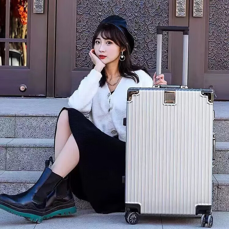 2 aluminum frame suitcases 20 inches boarding travel trolley case 24 inches large capacity password box Jing Tokyo Hi self-operated gray 24 inches
