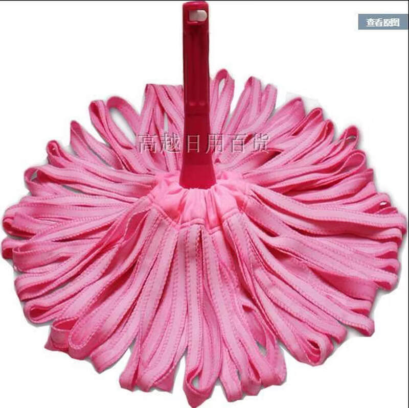 Diaohuang deerskin mop, hand-wash free, self-twisting, Douyin hot model, chicken muntjac round head, household water-absorbent lazy cloth strip, stainless steel mop, blue 1 pole, 3 heads