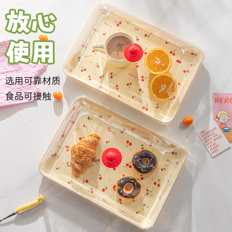 Guangyi covered tray commercial rectangular stall braised food display tray cake dessert plate with dust cover GY8015