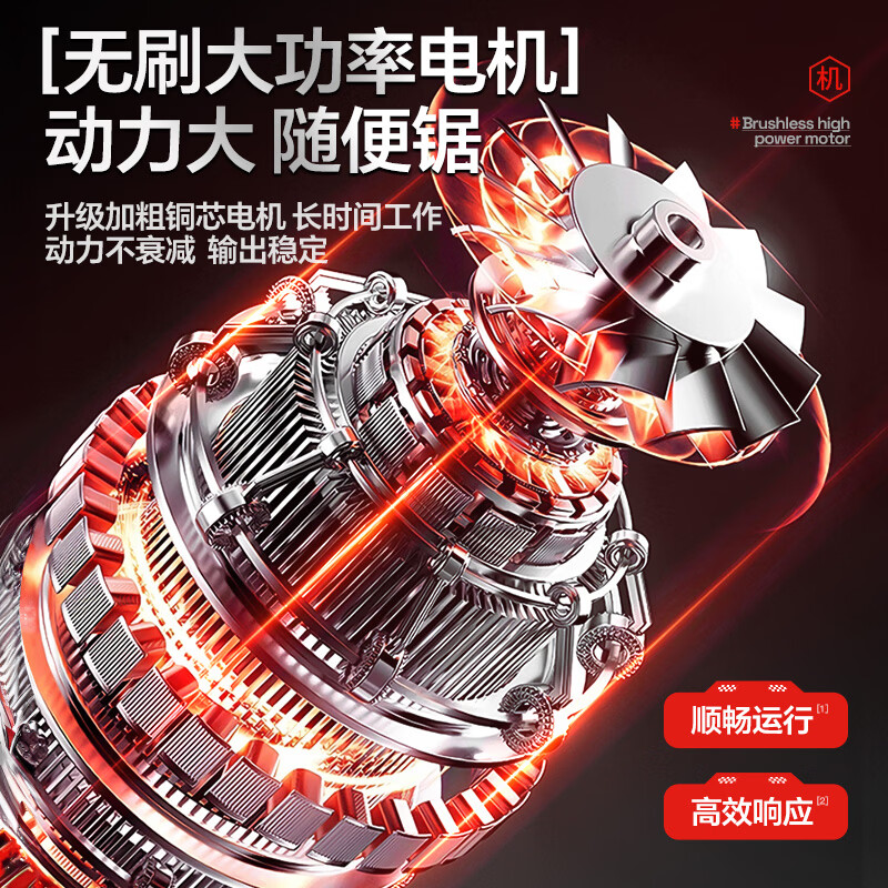 Montover lithium chainsaw household firewood splitting small handheld rechargeable lithium battery high-power logging chain saw outdoor tree cutting and pruning upgraded high-speed battery life 16-inch brushless 15 sections-2 electric 2 chain rural wood sawing woodworking power tool tree felling artifact