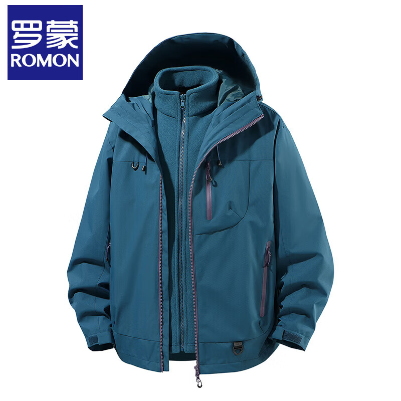 Romon 2025 Winter Casual Versatile Men's and Women's Windproof and Waterproof Three-in-One Removable Liner Jacket