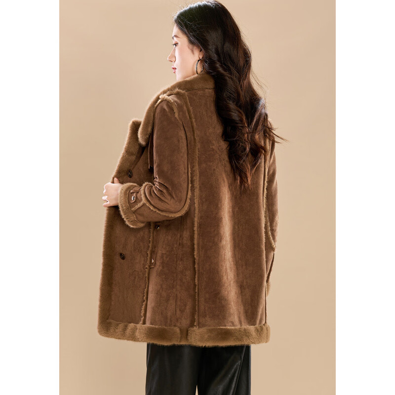 Kebel Maillard wind plus velvet thickened imitation fur coat for women winter 2025 new environmentally friendly fur mid-length coat L