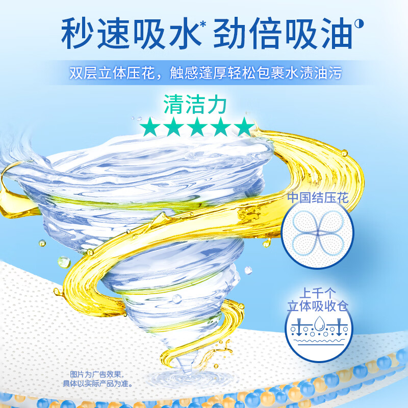 Jierou kitchen paper 75 sections * 8 rolls water-absorbent and oil-absorbent thickened double-layer 160g 8 rolls kitchen paper disposable kitchen paper