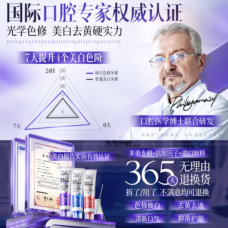 Korean herbal grain color repairing and whitening toothpaste to remove bad breath, remove yellow tooth stains, smoke stains, freshen breath and protect gums, No. 1 gold list 150g