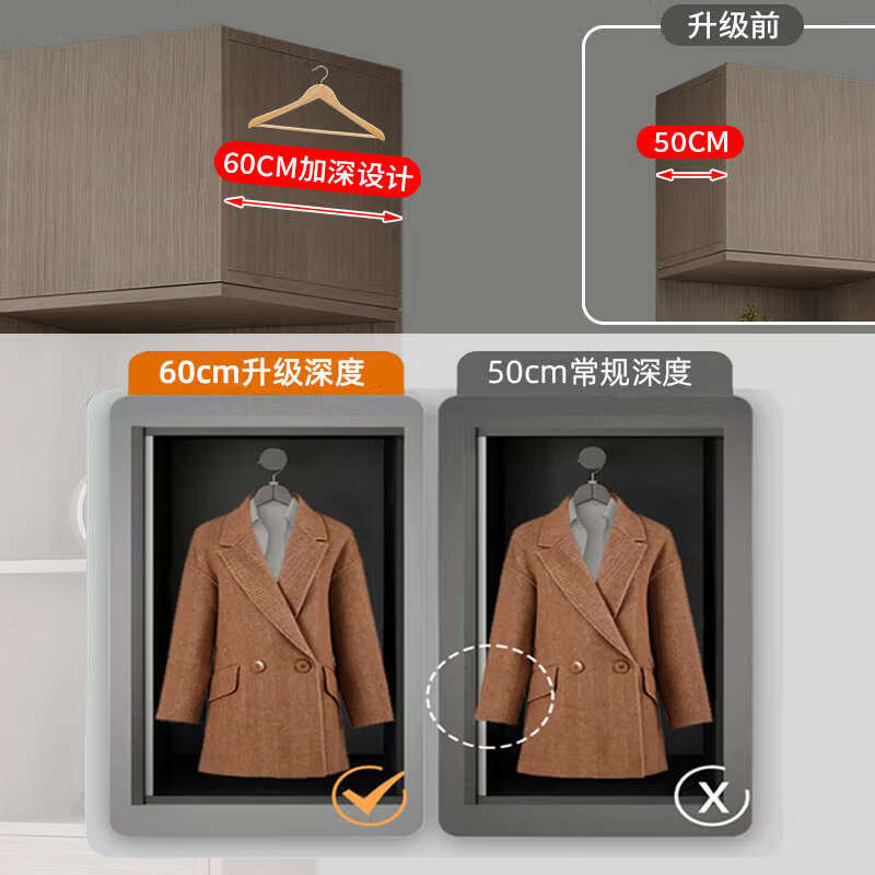 Yusenyi Wardrobe Home Bedroom Sliding Door Economic Room Storage Large Wardrobe Morandica 180x60x200 Main Cabinet/Pure Solid Wood Assembly