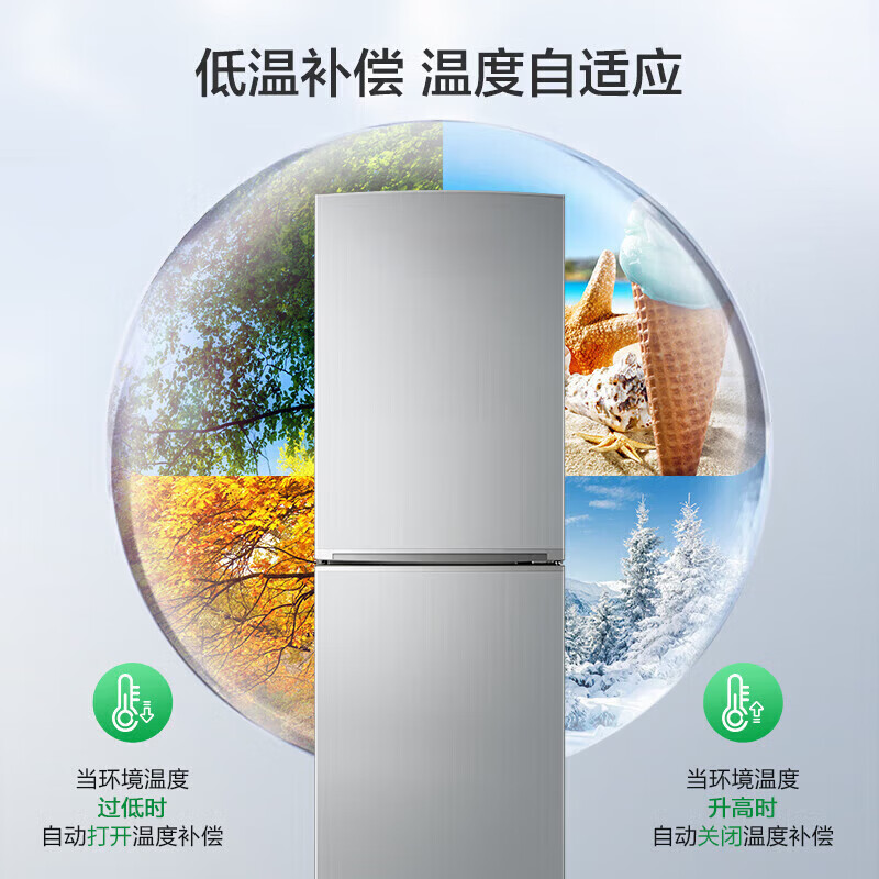 Hueri Sea Refrigerator double-door household refrigerator small first-class energy efficiency frost-free air-cooled energy-saving large-capacity rental house hotel apartment frequency conversion silent small refrigerator refrigeration and freezing 26 years of new technology | 158 upgraded frost reduction, odor, antibacterial, 68 liters
