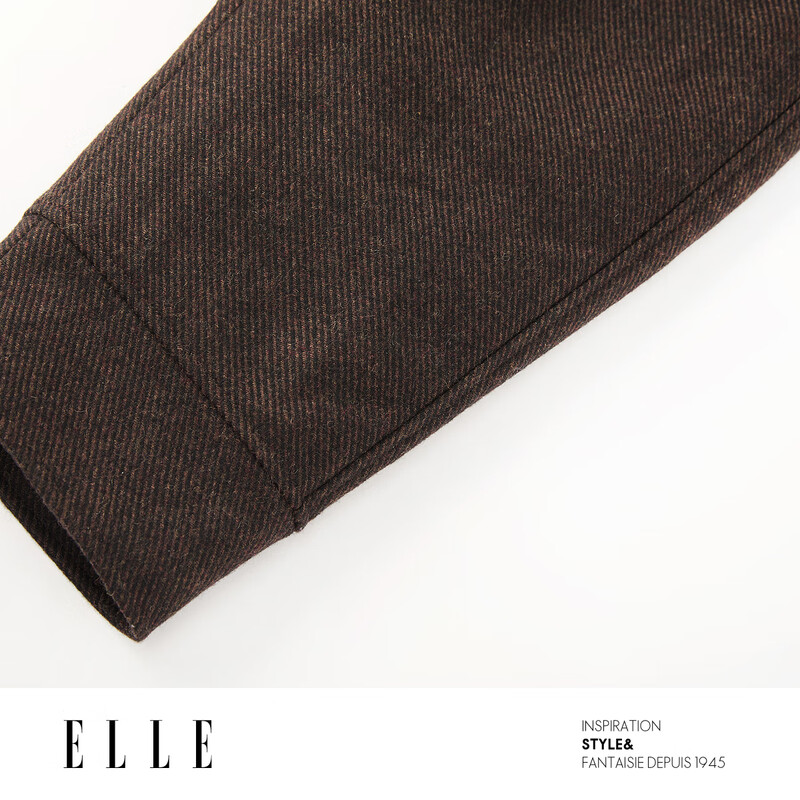 ELLE90 White Duck Down Retro Woolen Down Jacket Women's 2025 Winter New Design Sheep Wool New Year's Long Jacket Brown M