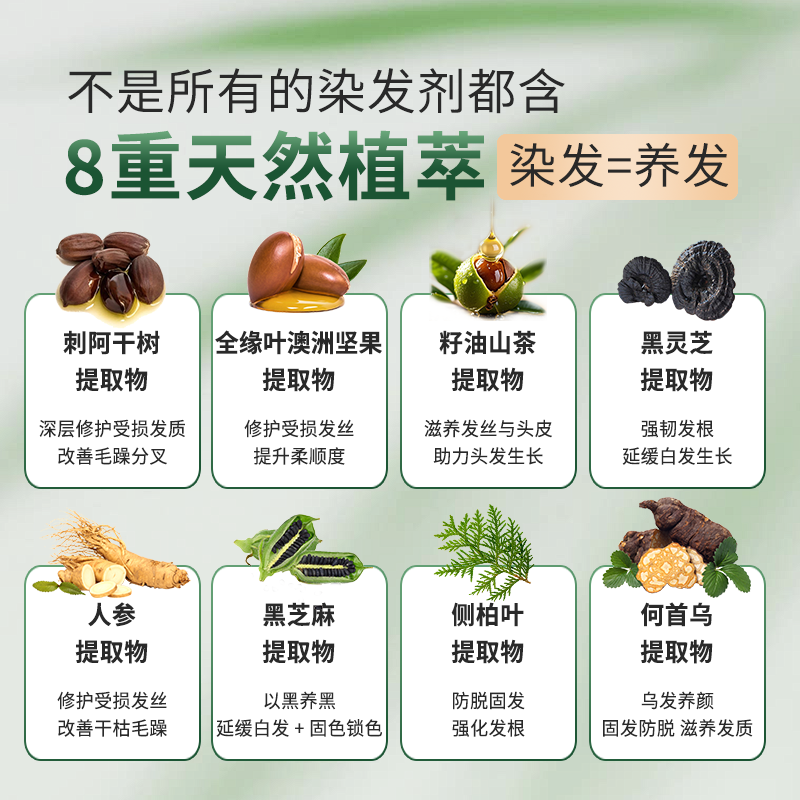 Han Zhuangyuan does not contain p-phenylenediamine hair dye, pure natural plant, non-irritating, non-stick scalp hair dye, clear water, natural black